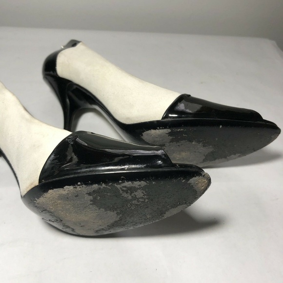 Gucci Peep Toe Black White Suede Bacall 10.5 - Picture 3 of 8
